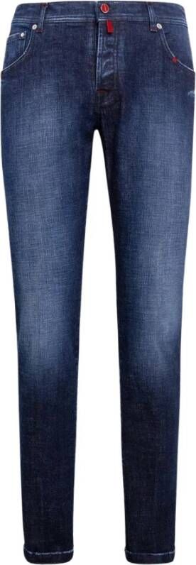 Kiton Ultra Slim Katoenen Broek Blauw Heren