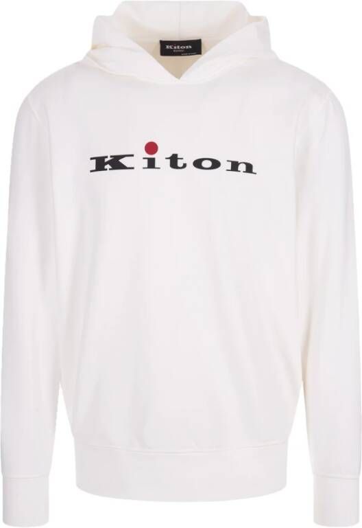 Kiton Witte Katoenen Hoodie met Bedrukt Logo White Heren