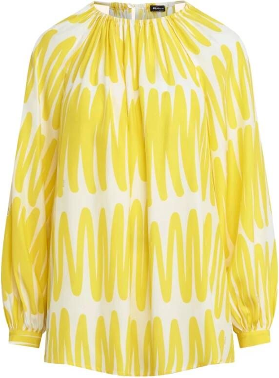 Kiton Zijden blouse met zigzagpatroon Yellow Dames