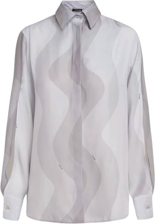 Kiton Zijden overhemd met macro abstract patroon Grijs Dames