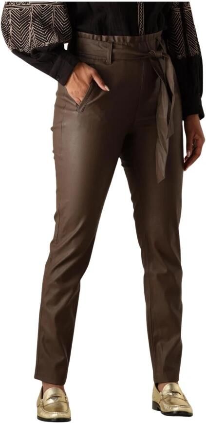 Knit-ted Bruine Leren Broek Francis Pant Brown Dames - Foto 6