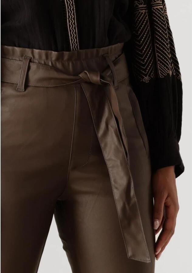 Knit-ted Bruine Leren Broek Francis Pant Brown Dames - Foto 5