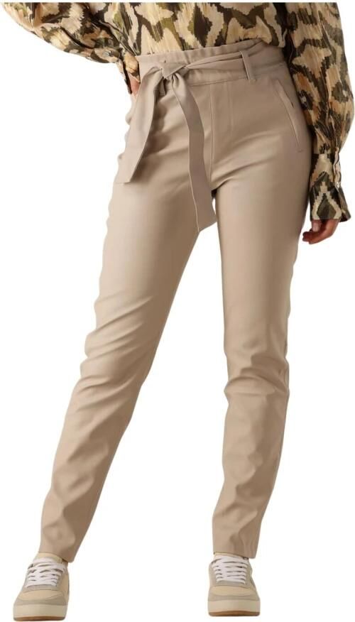 Knit-ted Zand Leren Pantalon Stijl Beige Dames - Foto 5