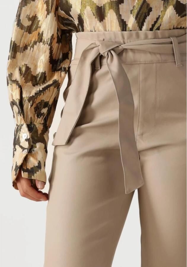 Knit-ted Zand Leren Pantalon Stijl Beige Dames - Foto 4