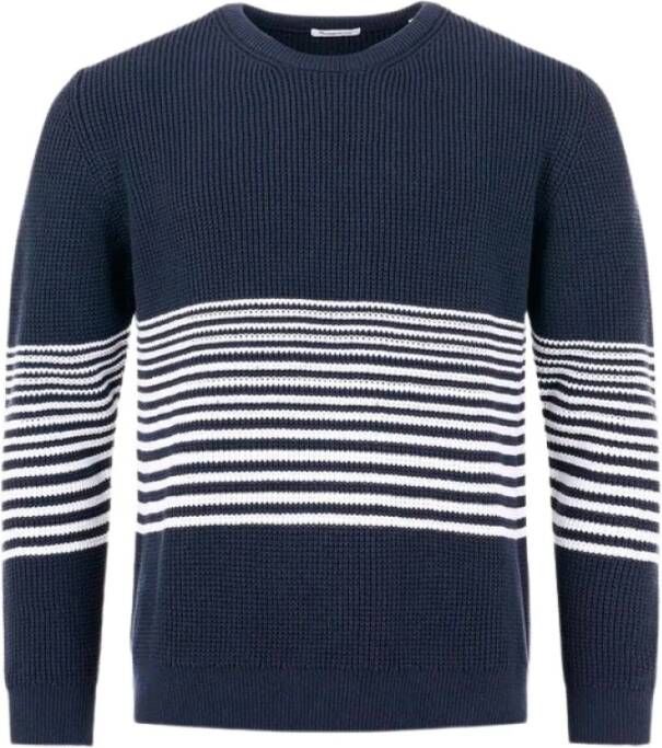 Knowledge Cotton Apparel Classic waffle sweater Blauw Heren