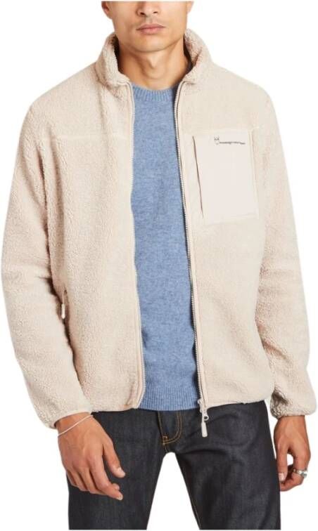 Knowledge Cotton Apparel Elm Fleece Zip Sweatshirt Beige Heren