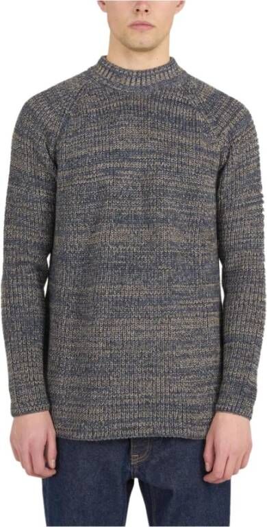 Knowledge Cotton Apparel Geribbelde gebreide trui Blauw Heren