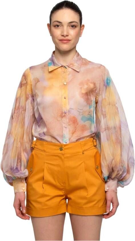 Kocca Abstracte Pastel Blouson Mouw Shirt Meerkleurig Dames