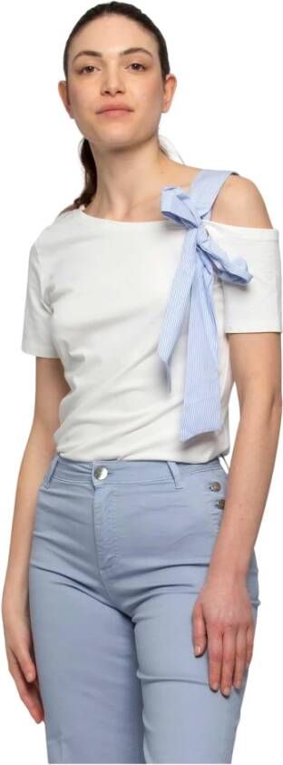 Kocca Asymmetrische katoenen T-shirt Beige Dames