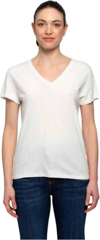 Kocca Beter Natuurlijk V-hals T-shirt Beige Dames
