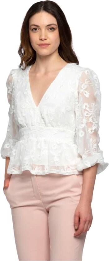 Kocca Bloemenkanten Peplum Blouse White Dames