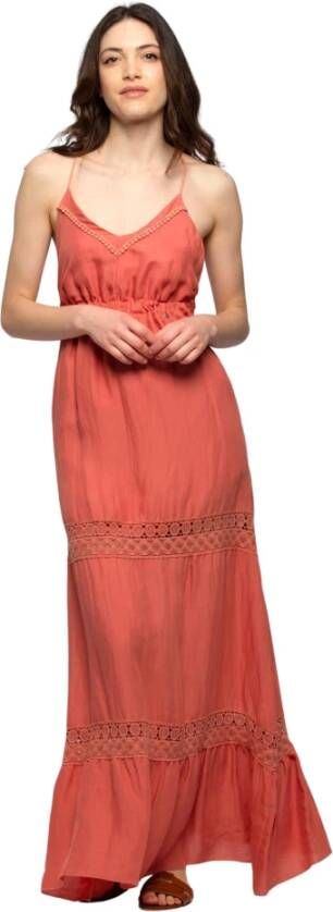Kocca Bohemian Lange Jurk met Kant Roze Dames