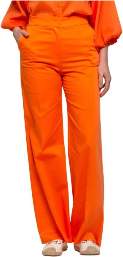 Kocca Broek met rechte pijpen en plooien Oranje Dames