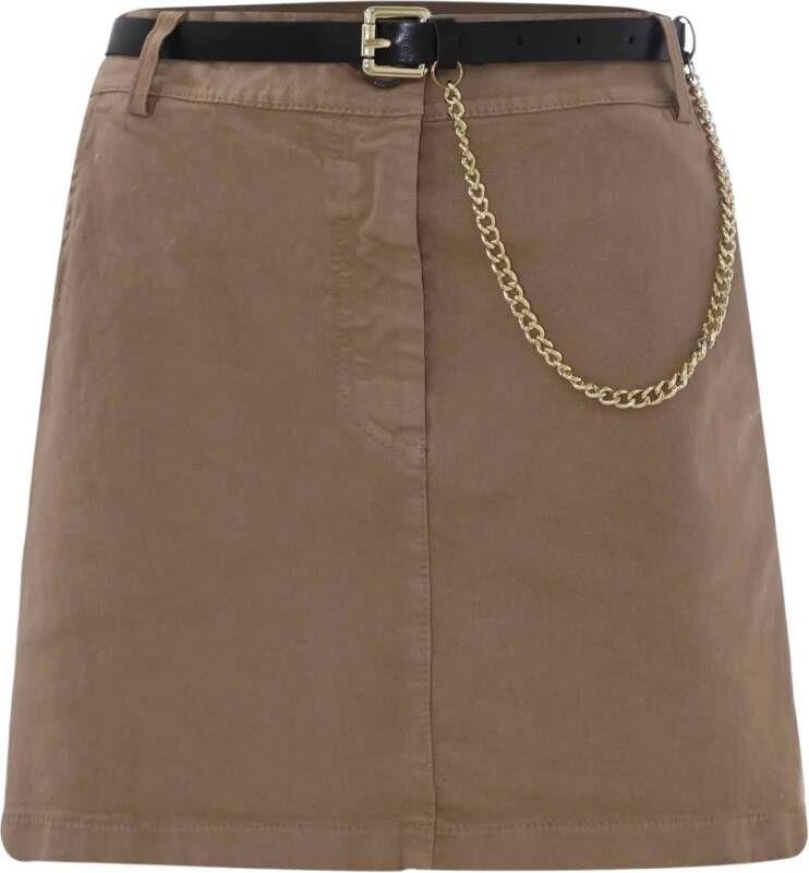 Kocca Casual Korte Rok met Kettingdetail Bruin Dames