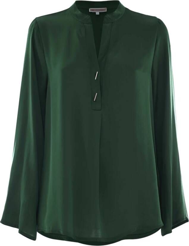 Kocca Comfortabele Blouse met Lange Mouwen en Mandarin Kraag Groen Dames