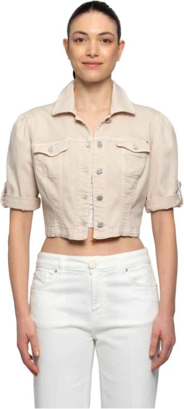 Kocca Denim Jack met Juwelenknopen Beige Dames