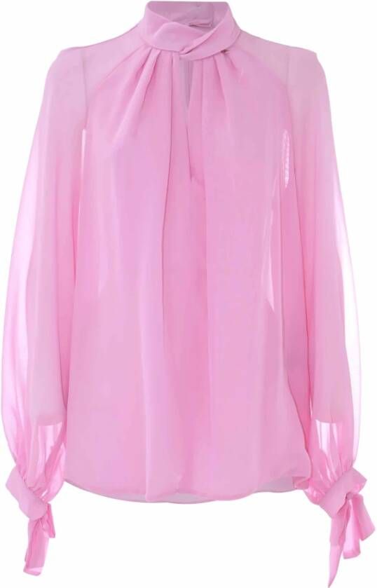 Kocca Elegant blouse with bow detail on the cuffs Roze Dames
