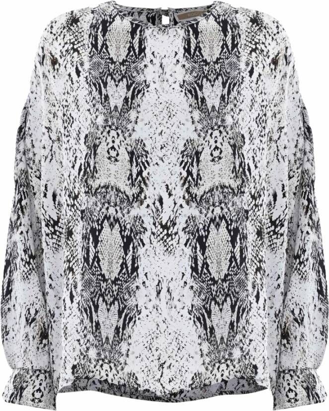 Kocca Elegante blouse met python print Beige Dames