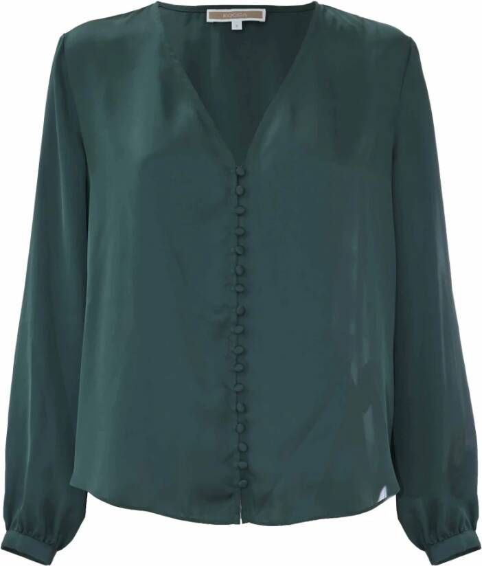 Kocca Elegante blouse met V-hals Groen Dames