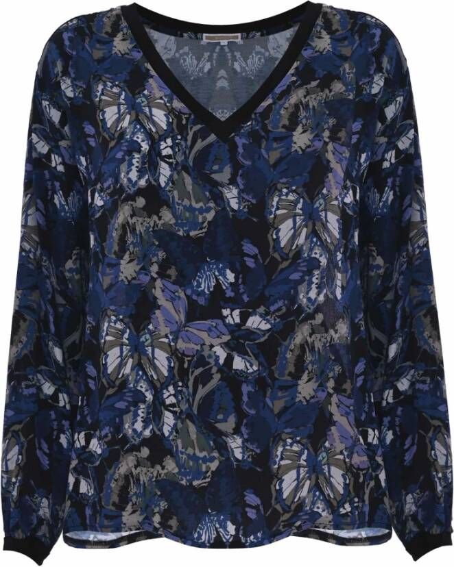 Kocca Elegante blouse met vlinderpatroon Blauw Dames