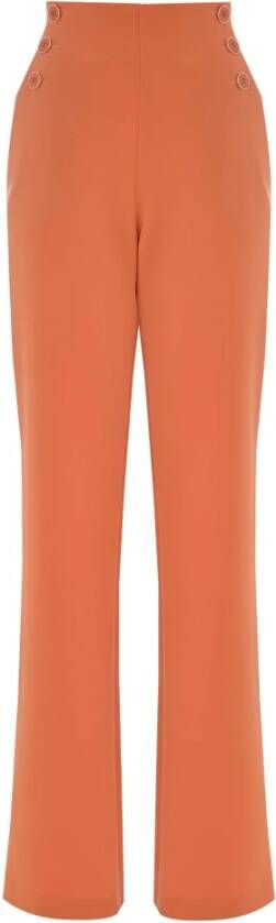 Kocca Elegante broek met hoge taille en knopen Oranje Dames