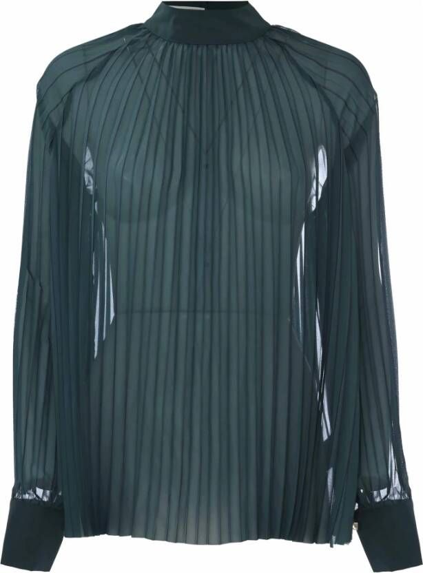 Kocca Elegante geplooide blouse met wijde mouwen Groen Dames