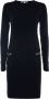 Kocca Elegante V-hals Midi Jurk met Metalen Decoratie Black Dames - Thumbnail 2