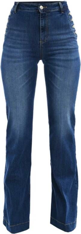 Kocca Flared Jeans met Knoopdetails Blauw Dames