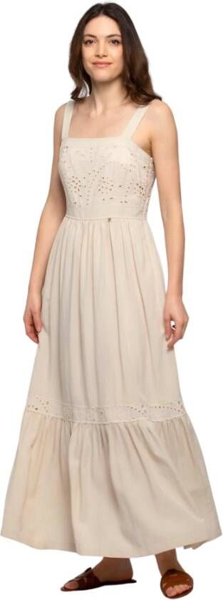 Kocca Geborduurde Lange Jurk Beige Dames