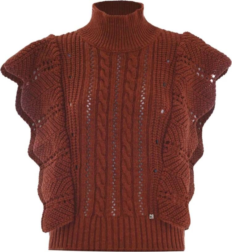 Kocca Gebreid vest met ruche Oranje Dames
