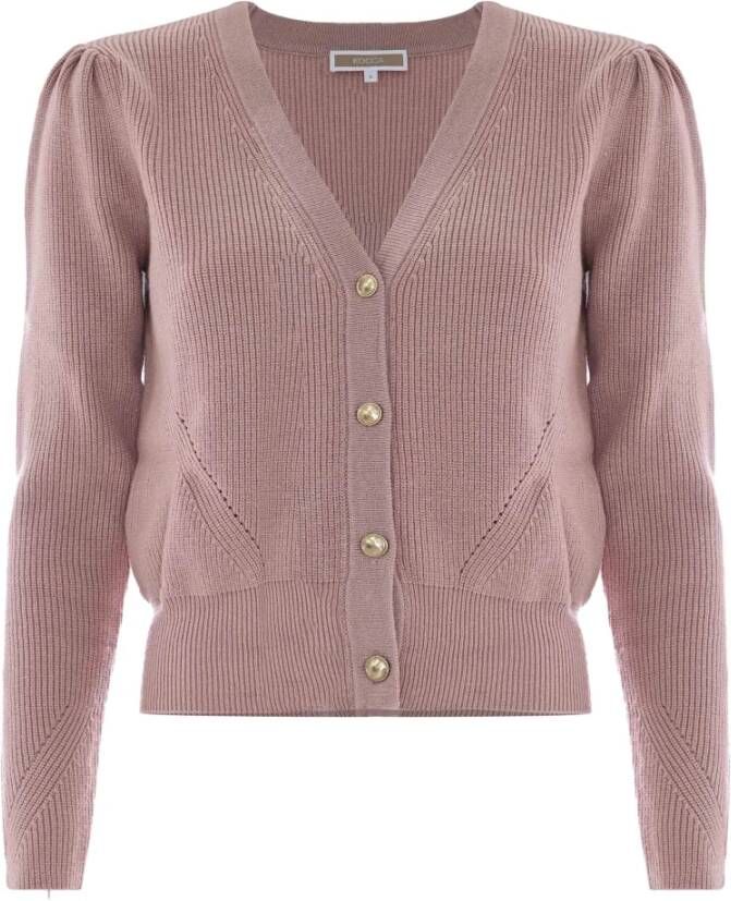 Kocca Gebundelde Mouw V-Hals Cardigan Pink Dames