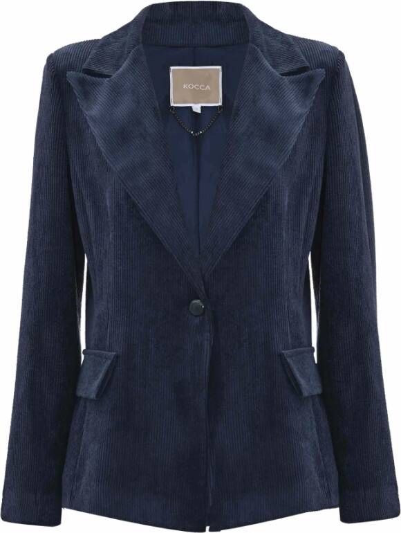 Kocca Geribbelde enkele rij knoopsluiting jas Blauw Dames