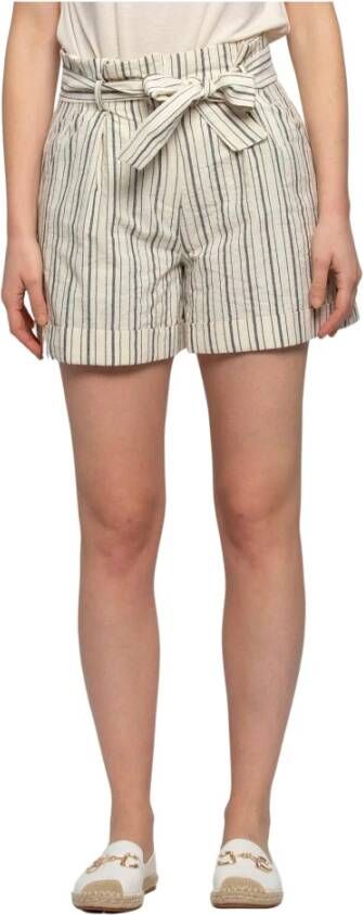 Kocca Gestreepte shorts met paperbag taille Beige Dames