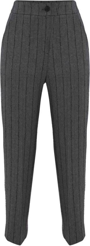 Kocca Gestreepte Straight Broek Grijs Dames