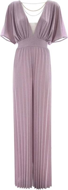 Kocca Glanzende V-Hals Jumpsuit Roze Dames