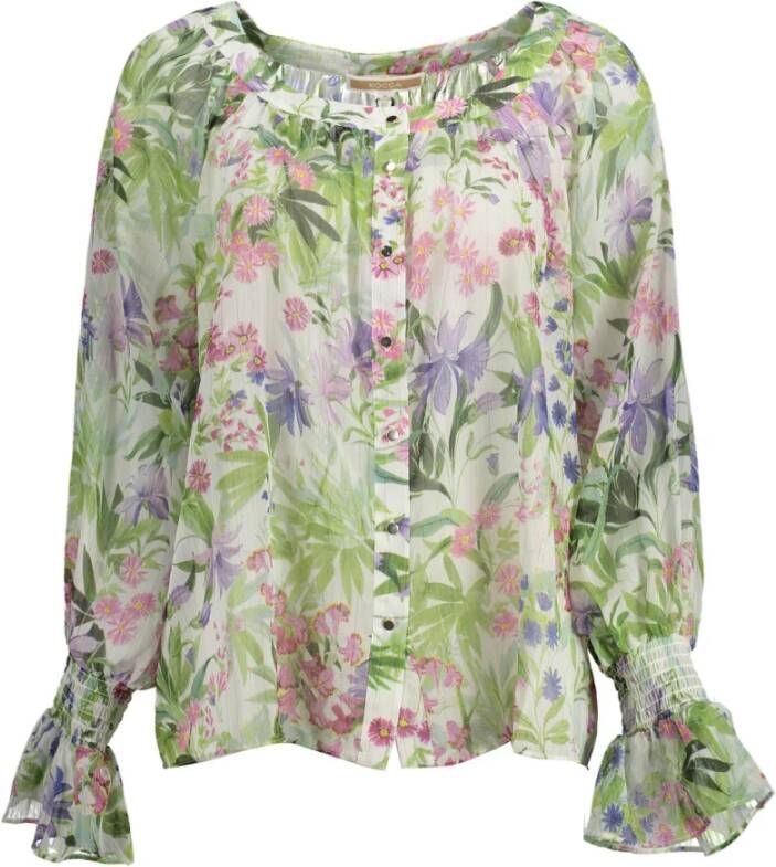 Kocca Lange Mouw Groene Blouse Wijde Hals Green Dames