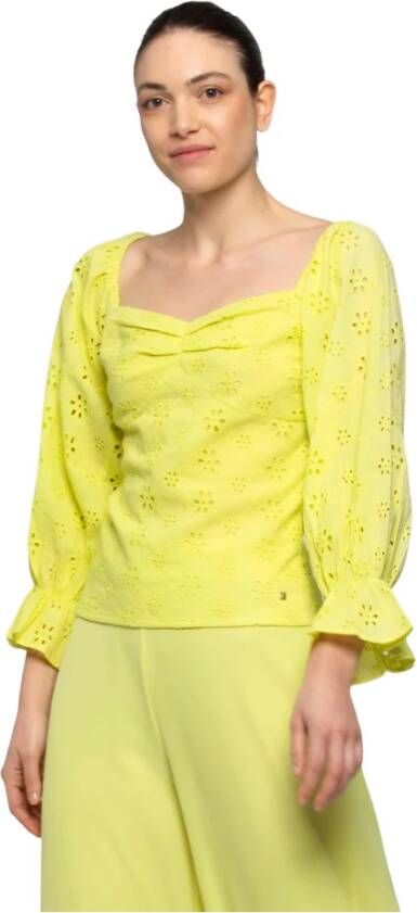 Kocca Katoenen Blouse met Uitgesneden Details Yellow Dames