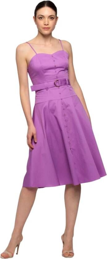 Kocca Katoenen midi-jurk met knoopsluiting Purple Dames