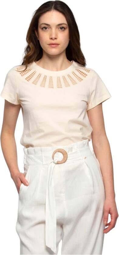 Kocca Katoenen T-shirt met Decoratie White Dames