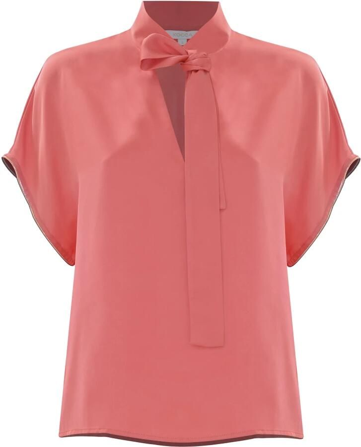 Kocca Elegante blouse met lange mouwen en strik Red Dames
