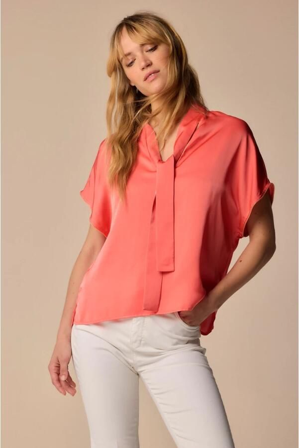 Kocca Elegante blouse met lange mouwen en strik Red Dames - Foto 3