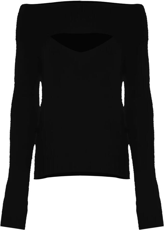 Kocca Mohair Wol Cut-Out Halslijn Trui Black Dames
