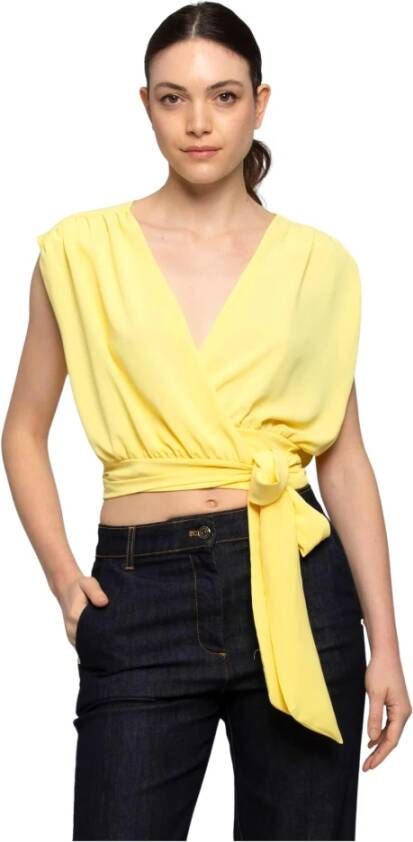 Kocca Korte Blouse met Strik Yellow Dames