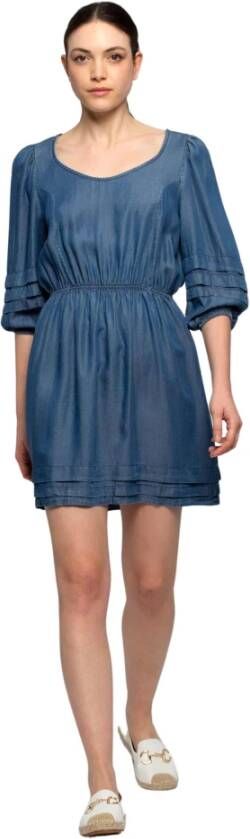 Kocca Korte katoenen en elastane jurk Blauw Dames
