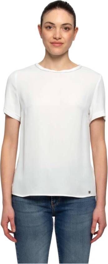 Kocca Korte Mouw Viscose T-shirt met Sprankelend Detail White Dames