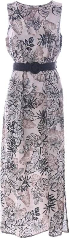 Kocca Lange jurk met bladpatroon Beige Dames