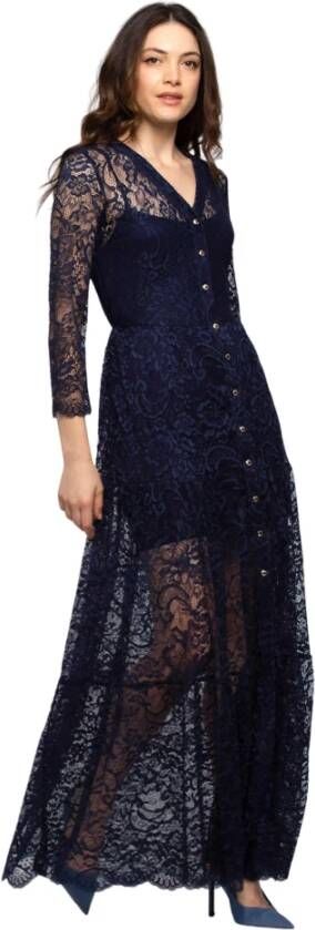 Kocca Lange Jurk met Kantdetails Blauw Dames