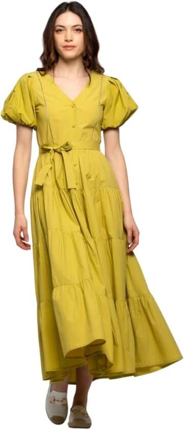 Kocca Lange katoenen jurk met knoopdetail Green Dames