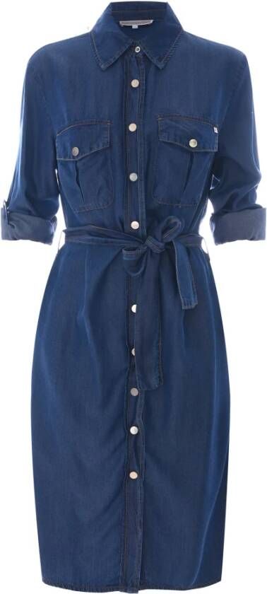 Kocca Lange Mouw Lyocell Jurk Blauw Dames