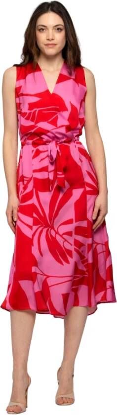 Kocca Mouwloze jurk met tweekleurig patroon Rood Dames